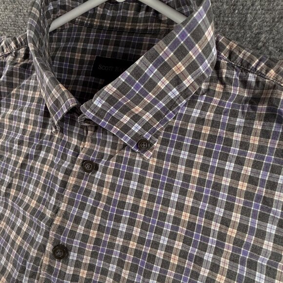 Scott Barber 2XL Long Sleeve Button Up Shirt Men Check Blue Gray Cotton Business - Picture 10 of 13